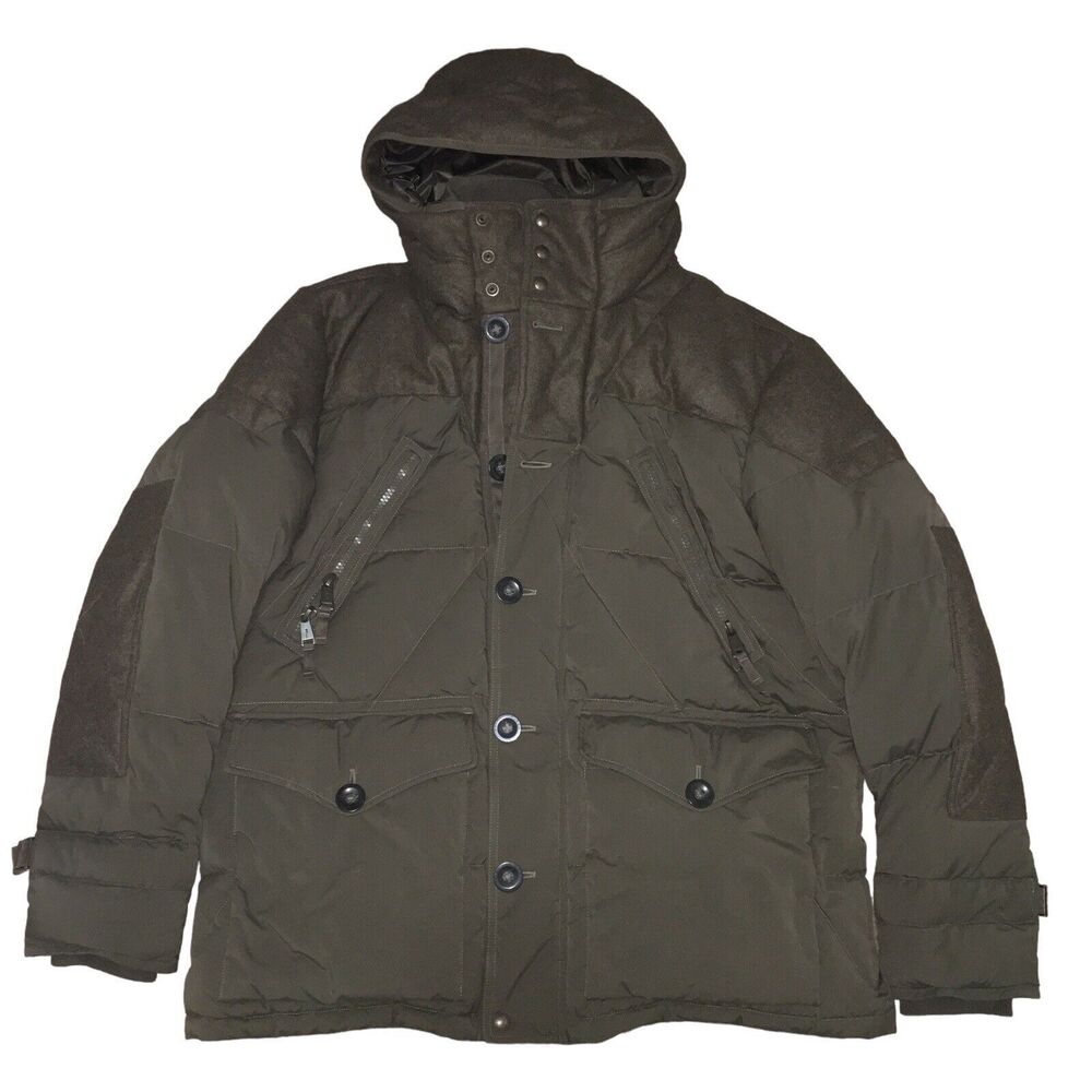 Polo Ralph Lauren Mens Puffer Down Hooded Jacket Olive Green Size 2XL XXL